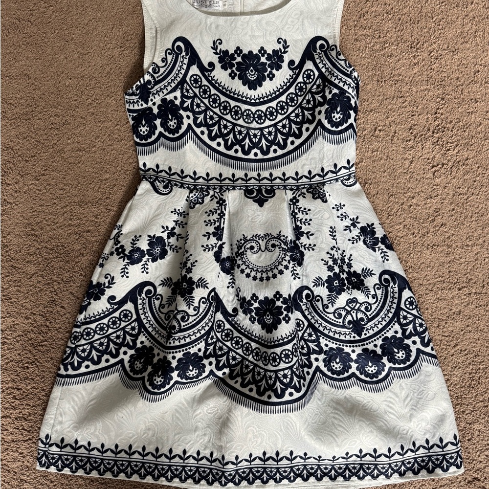 Elegant Navy and White Dress